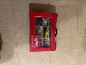 Vintage Mattel Hot Wheels Red Vinyl Collector's Case with Die-Cast Cars